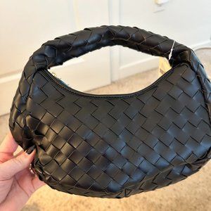 NWT Anthropologie Black Mini Woven Satchel